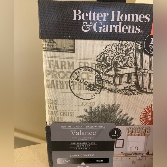 Better Homes & Gardens Red Rustic Farm Valance. 60X16. Rod Pocket. NWT. - Picture 1 of 7